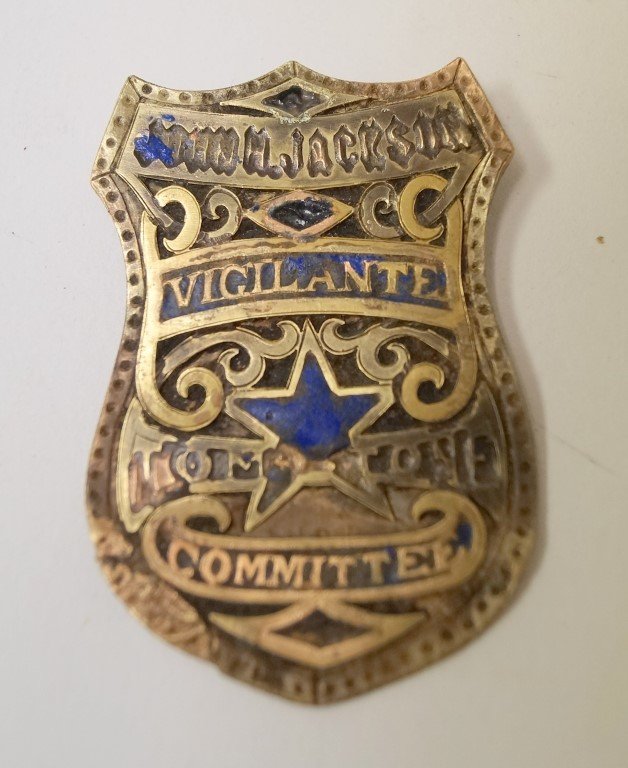 John H Jackson Vigilante Commission Badge Tombstone AZ